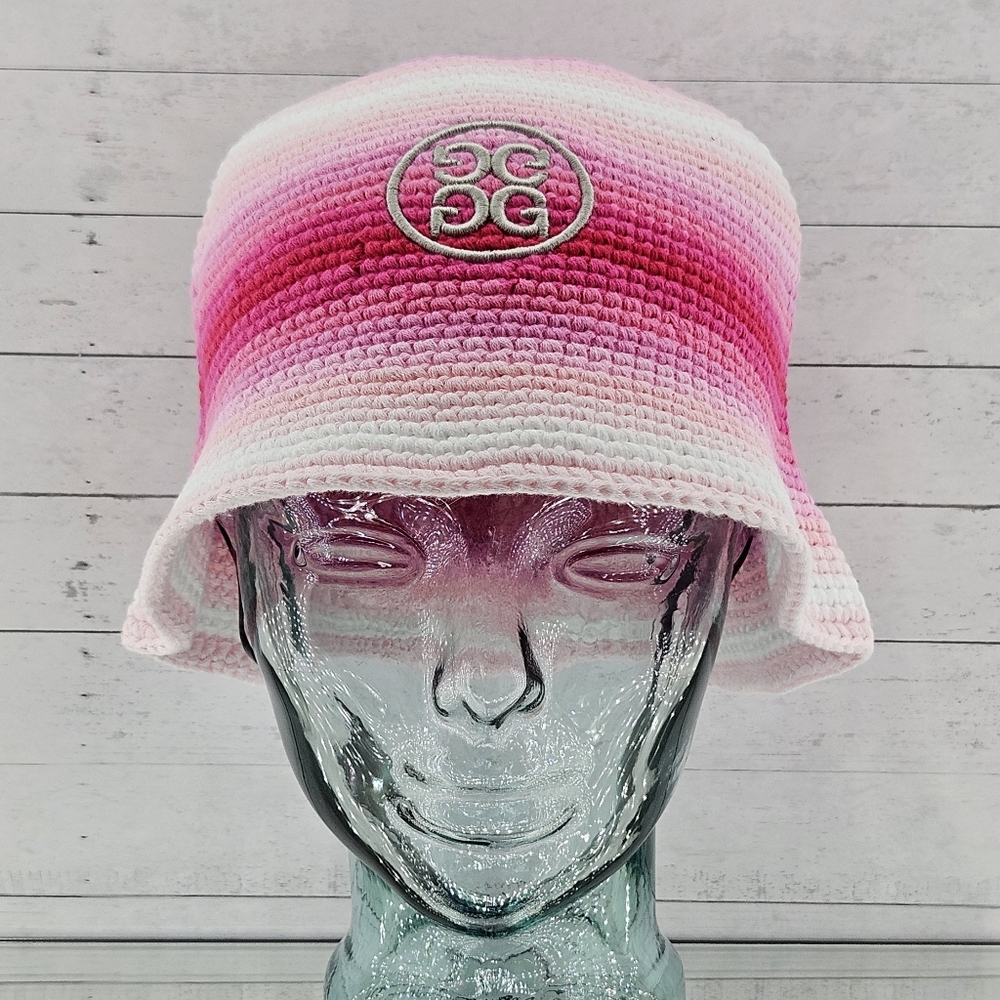 G/FORE Bucket Hat Pink Ombre Crochet Knit Golf Hat Logo Barbiecore Gift Vacation